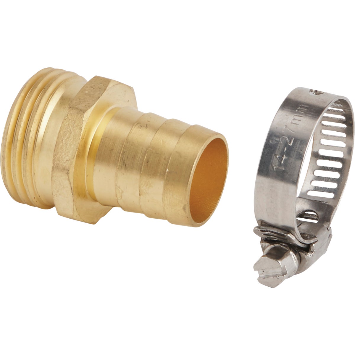 3/4 In. Male Brass Hose End Repair Coupling With Stainless Steel Clamp