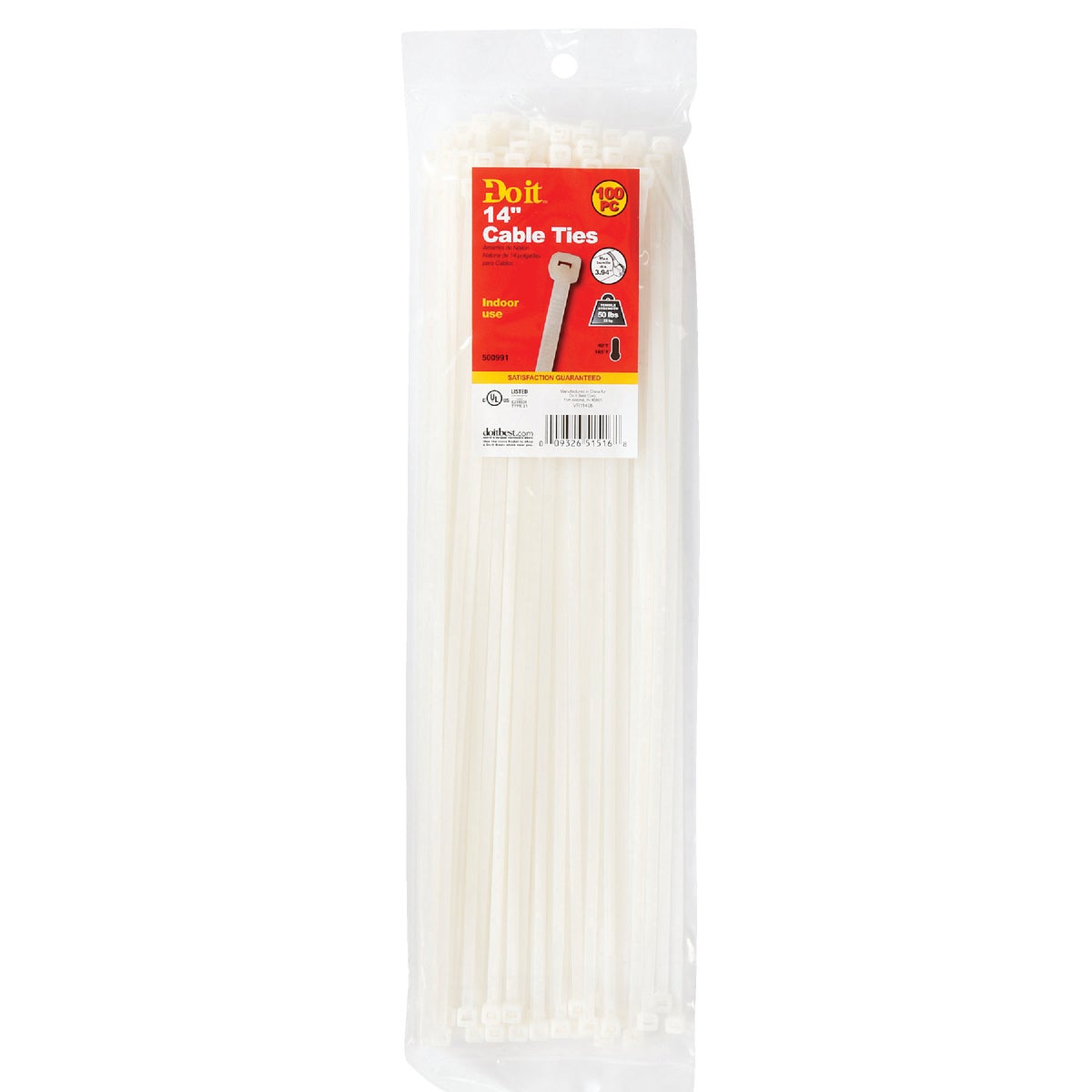 Do it Best 14 In. x 0.189 In. Natural Color Molded Nylon Cable Tie (100-Pack)