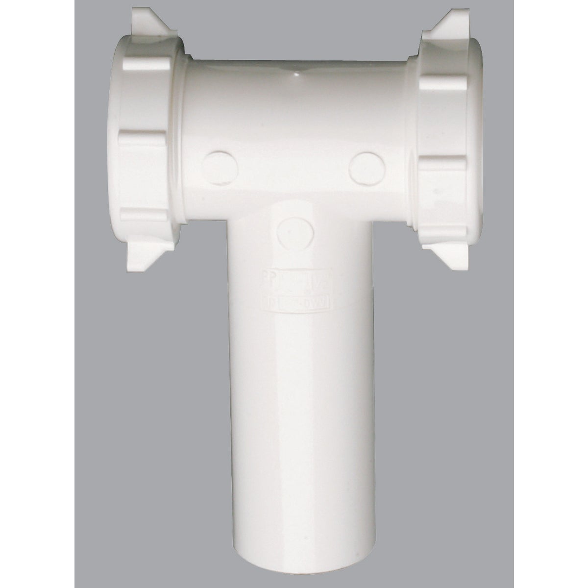 1-1/2 In. White Polypropylene Center Outlet Tee With Slip Joint Connection