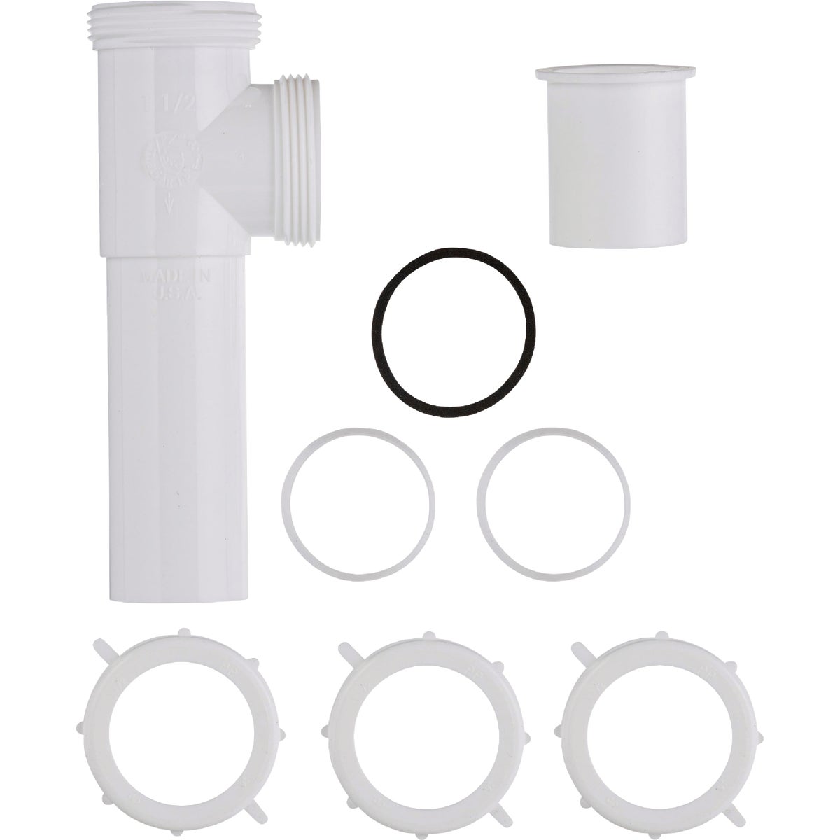 1-1/2 In. White Polypropylene End Outlet Tee For Double Bowl Sinks