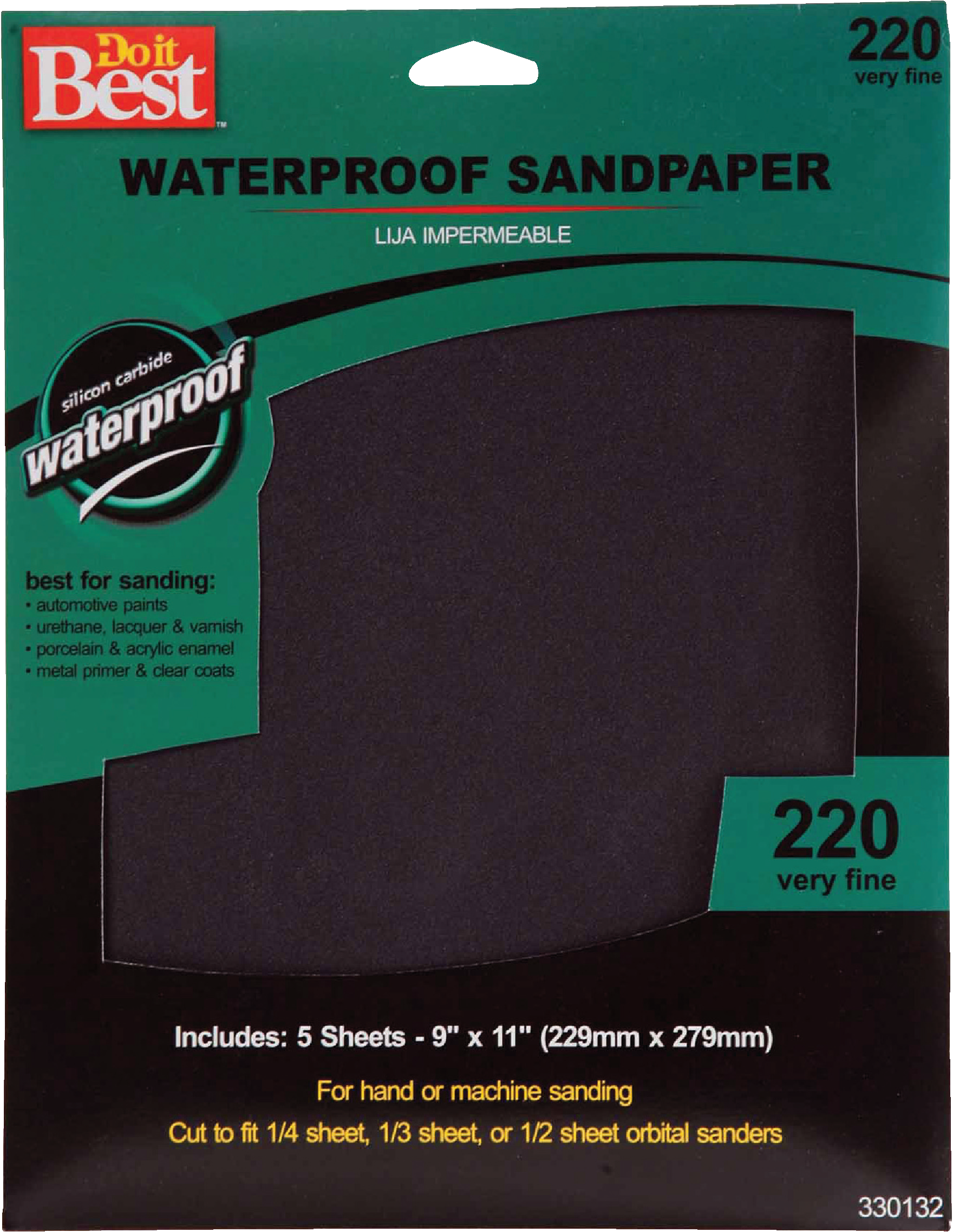 Do it Best Waterproof 9 In. x 11 In. 220 Grit Very Fine Sandpaper (5-Pack)