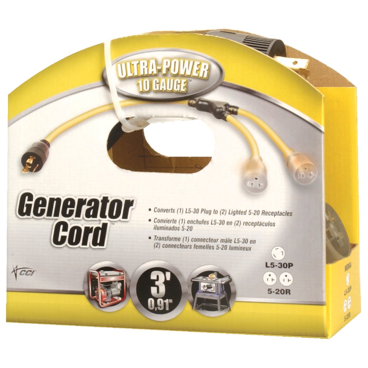 3 Ft. 10/3 Generator Cord With Y-adapters
