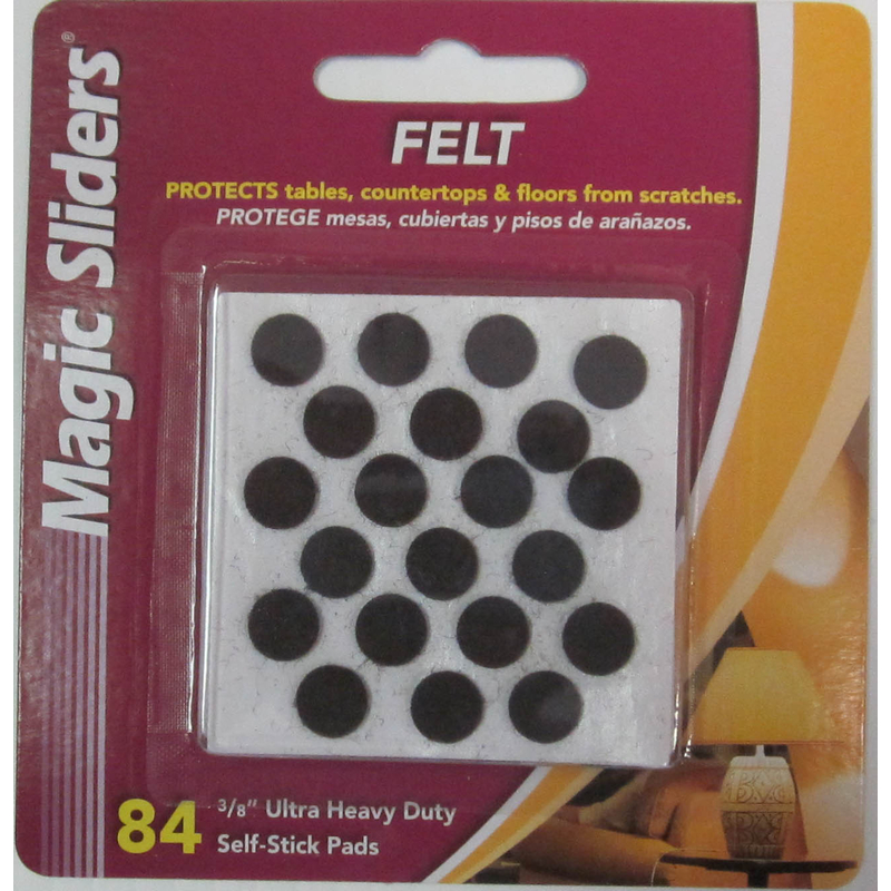Magic Sliders Felt Self Adhesive Protective Pads Brown Round 3/8 in. W x 3/8 in. L 84 pk