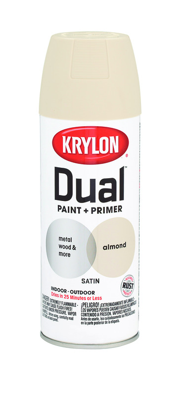 Dual Satin Paint + Primer Spray Paint Almond 12 Oz. - Versatile All-surface Application