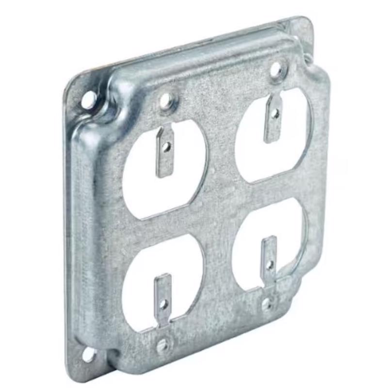 2-duplex Receptacles 4 In. X 4 In. Square Steel Device Cover