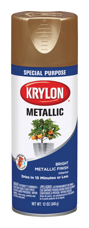 Special Purpose Metallic Brass Spray Paint 12 Ounce Can For Crafting And Home Decor