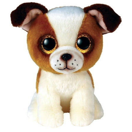 Beanie Boos Hugo Brown & White Dog Glitter Eyes Regular Size 6 Inch Plush Toy