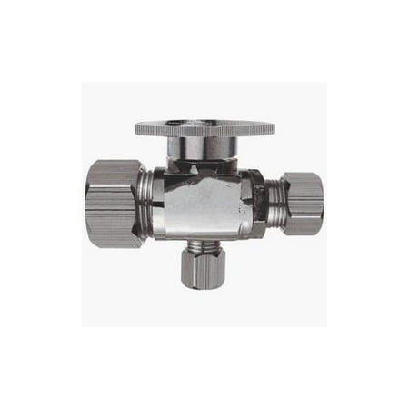 Chrome 3-way Angle Valve, 5/8 Inlet Outlet, 3/8 Od X 3/8 Od, Model 499757