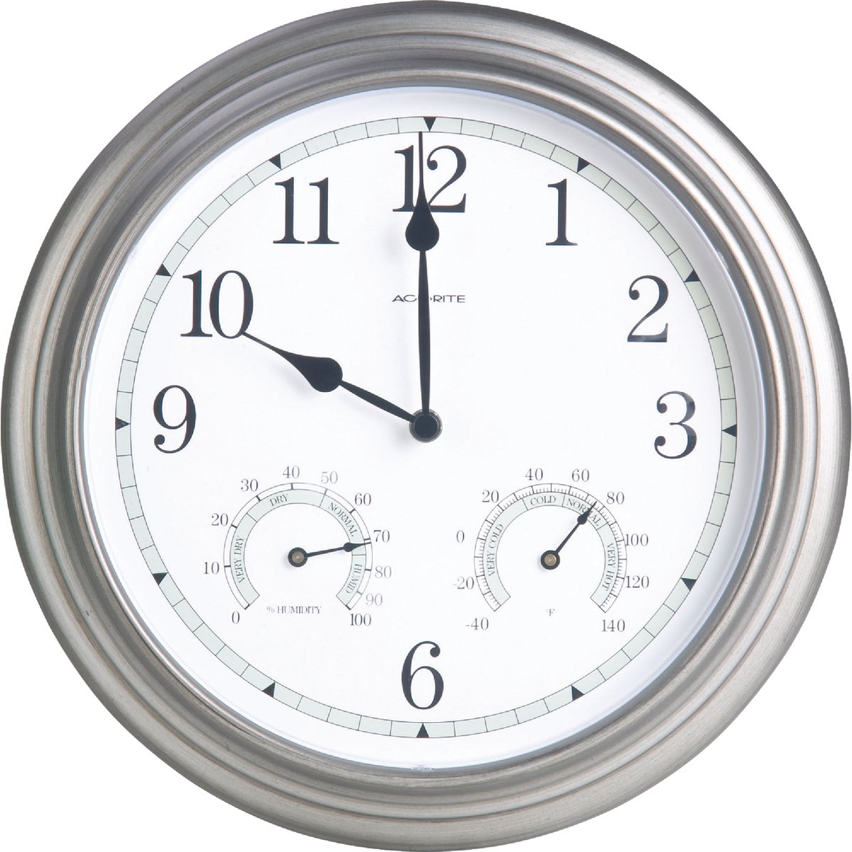13.5 Inch Metal Indoor/outdoor Quartz Clock With Thermometer And Hygrometer