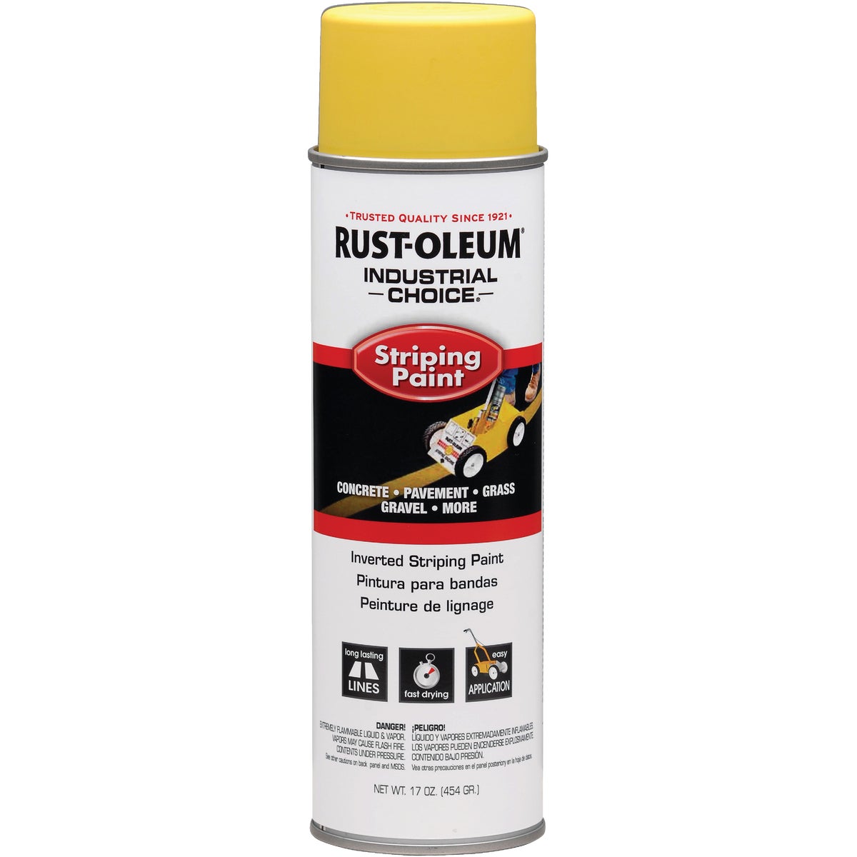 Industrial Choice Striping Spray Paint, Yellow, 17-oz. Inverted