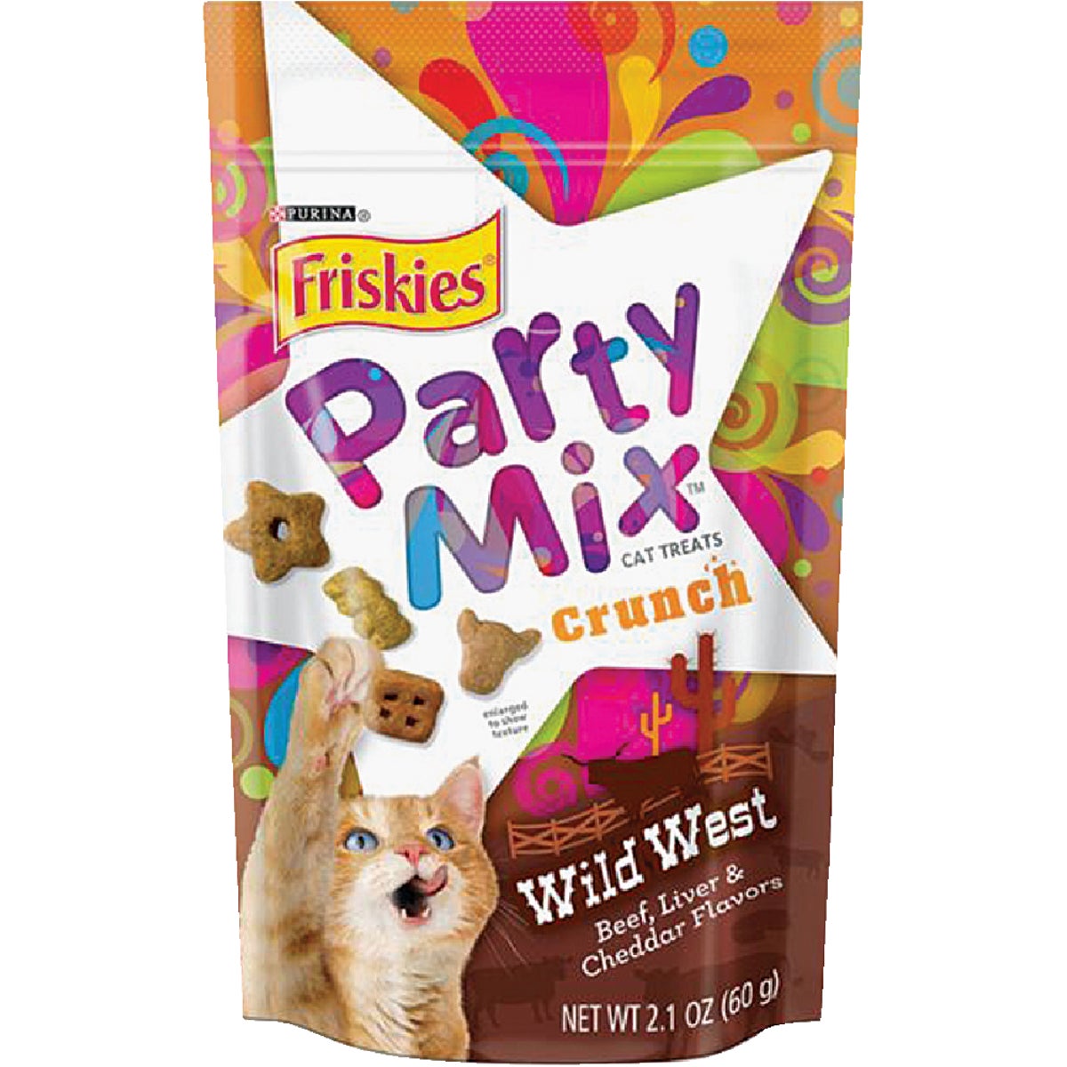 Party Mix Wild West Beef, Liver, & Cheddar Cat Treat 2.1 Oz.