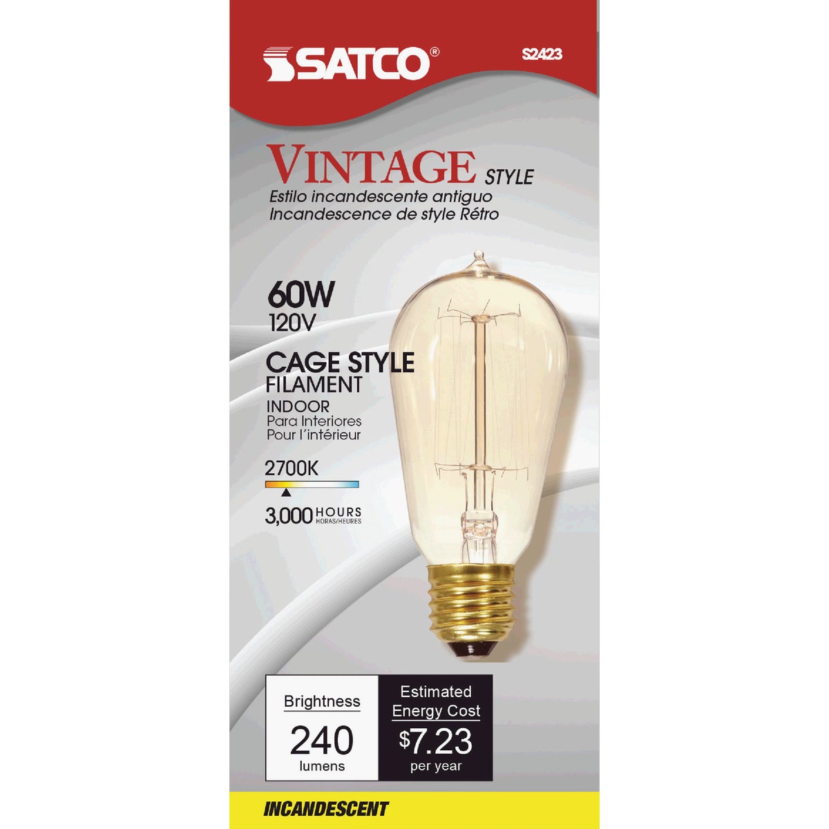 60w Clear Medium St19 Incandescent Vintage Light Bulb - Edison Style