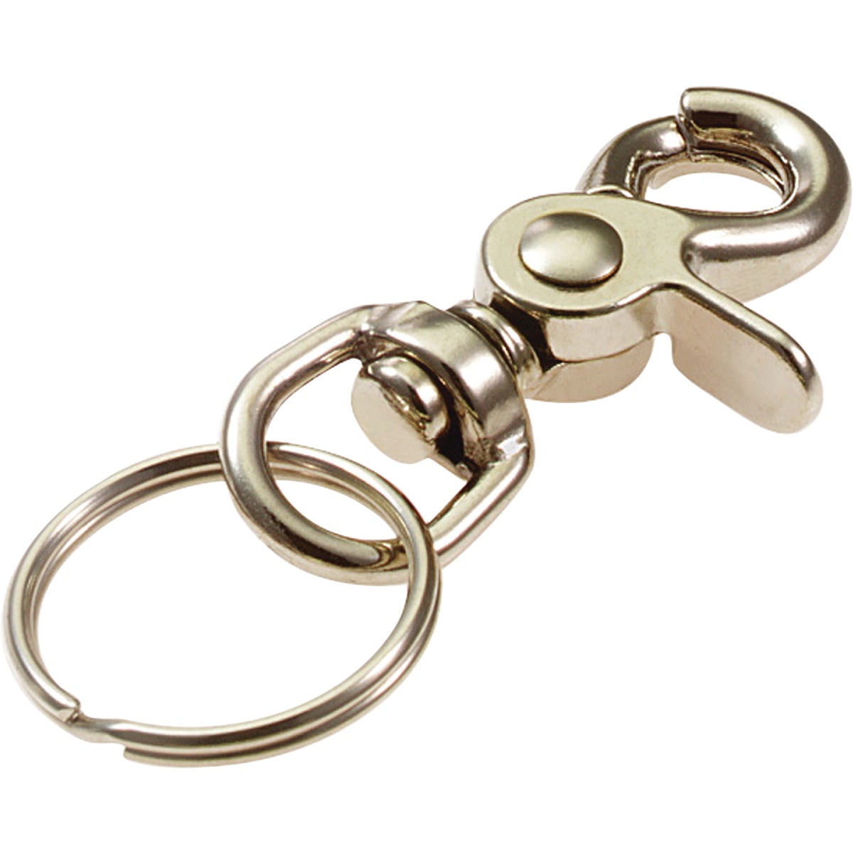 Nickel-plated Zinc Key Chain With Rotating Bottom Loop And Strong Trigger Snap
