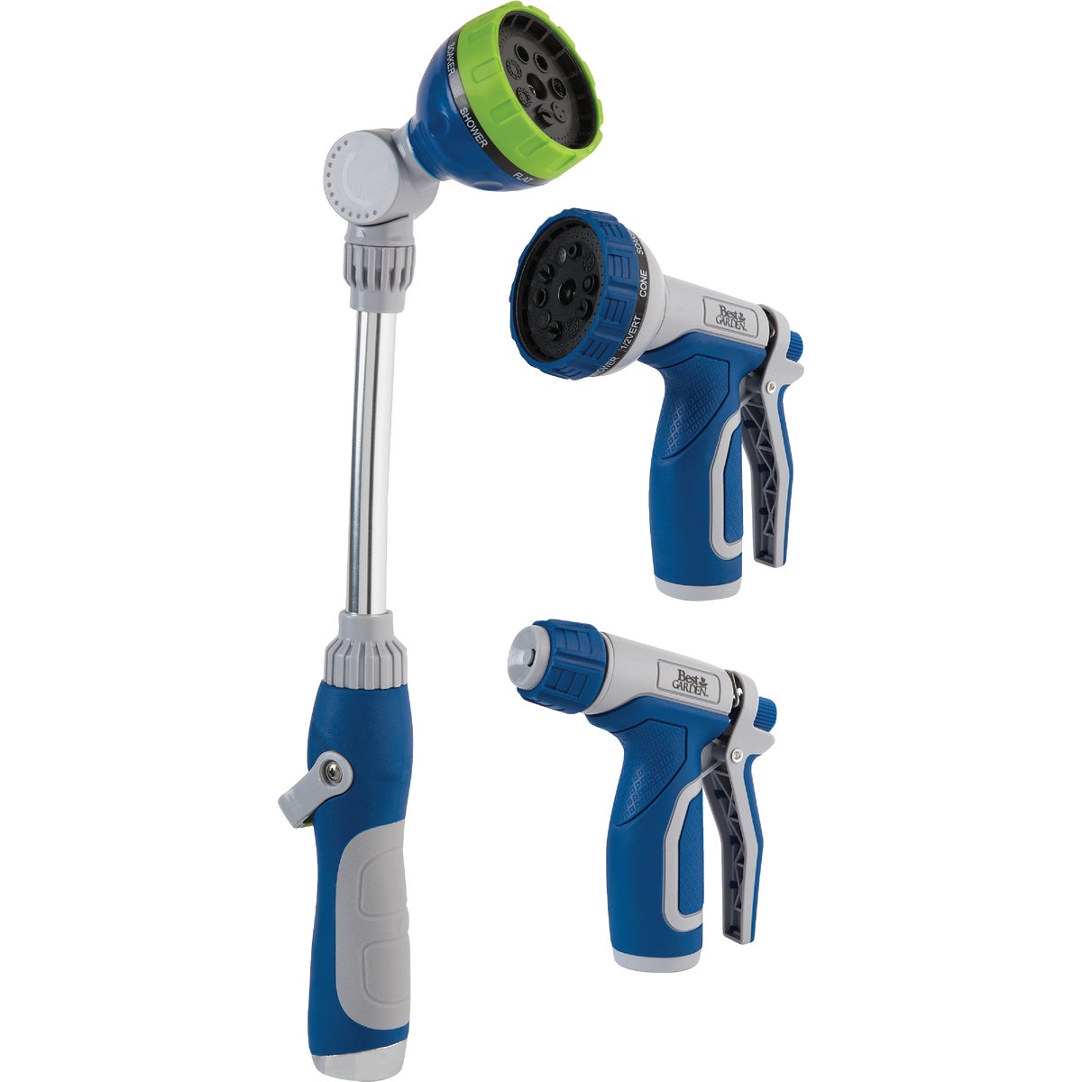 3-piece Combination Hose Nozzle Set With Water Wand And Adjustable Nozzles