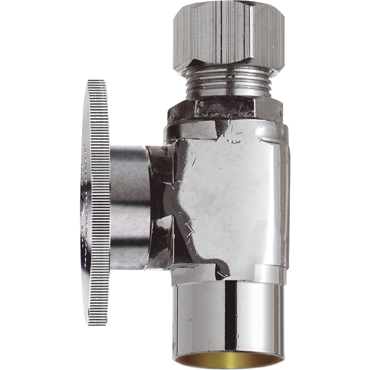 1/2 Inch Sweat X 3/8 Inch Compression Quarter Turn Straight Valve - Chrome Plated