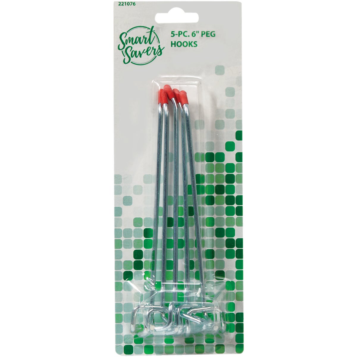 6 Inch Angled Pegboard Hook For 1/8 Or 1/4 Inch Pegboard - 5 Pack