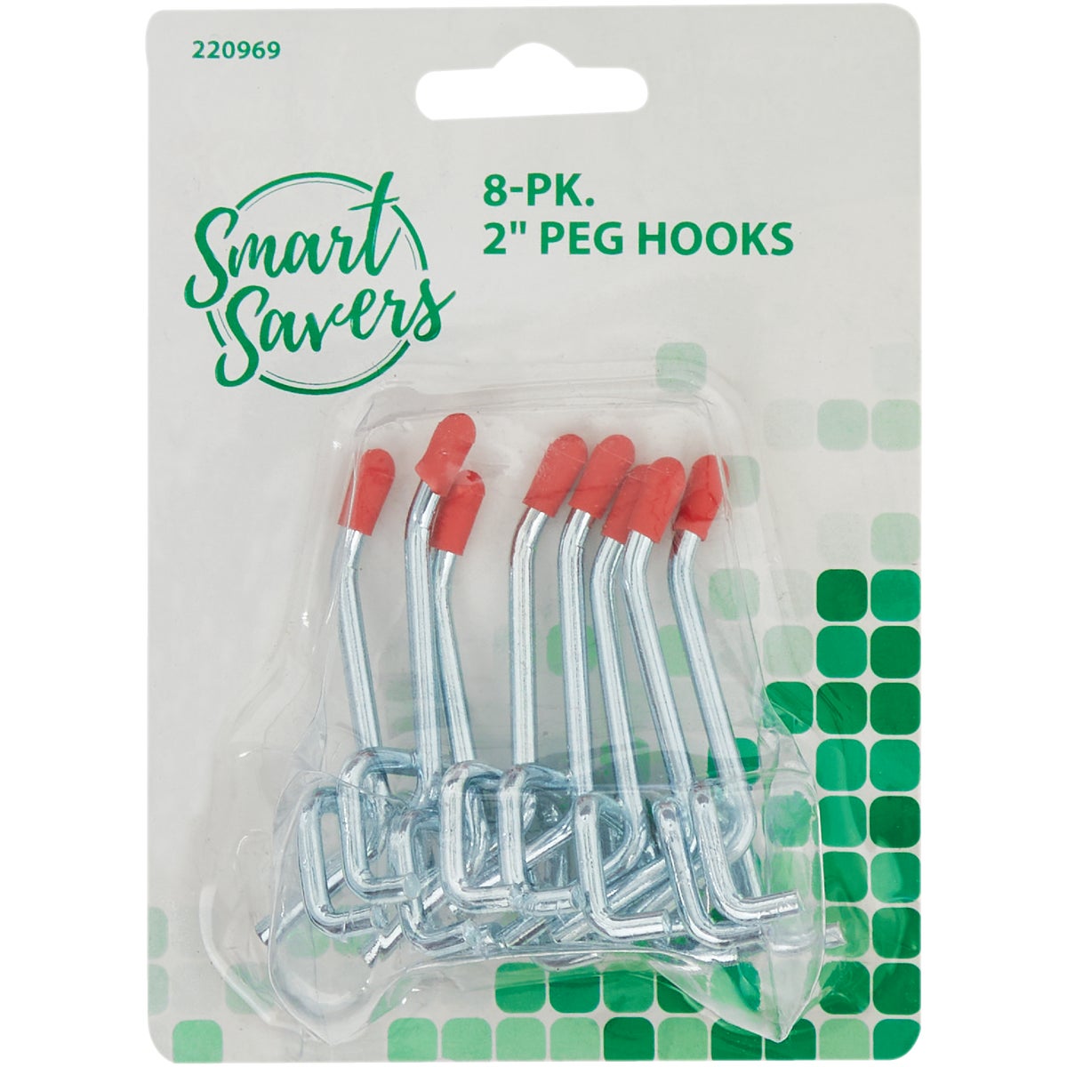 2 Inch Angled Pegboard Hook Set For 1/8 Or 1/4 Inch Pegboard