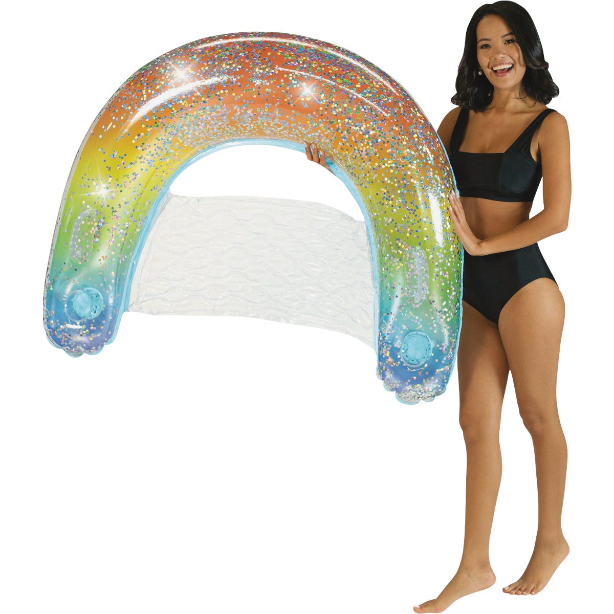 48 In. Classic Rainbow Jumbo Glitter Inflatable Pool Chair - Model Pc2401grh