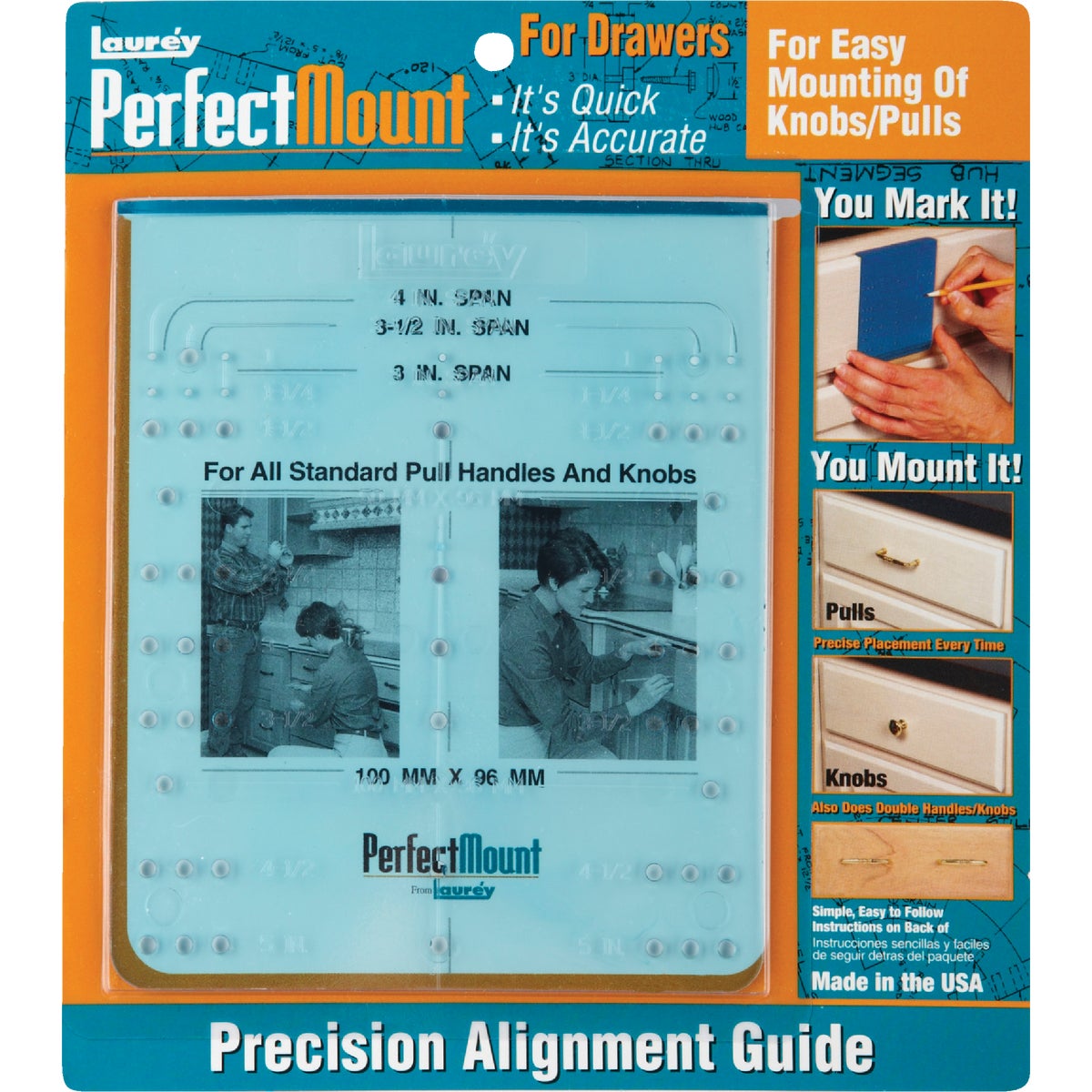 Drawer Template For Easy Mounting Of Cabinet Knobs And Pulls