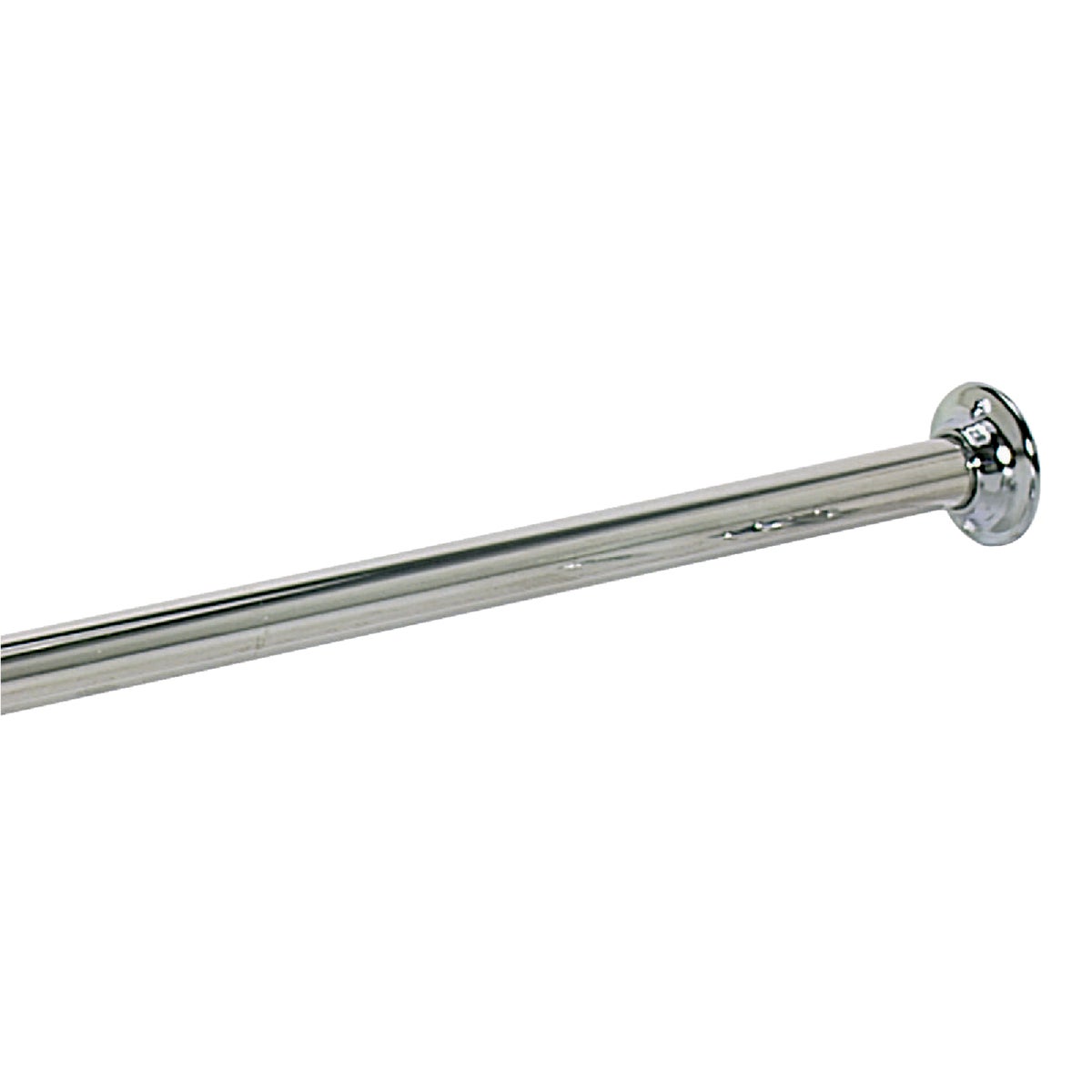 60 Inch Fixed Shower Rod With Flanges - Chrome Finish, Aluminum Construction