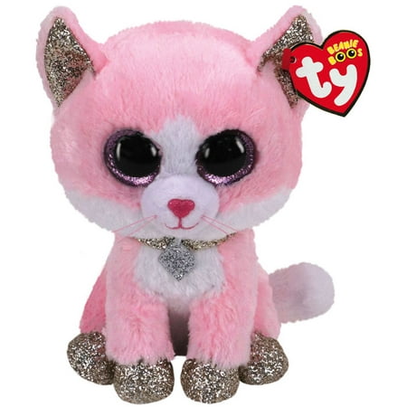 Beanie Boos Fiona The Pink Cat With Glitter Eyes - 9 Inch Medium Plush Toy