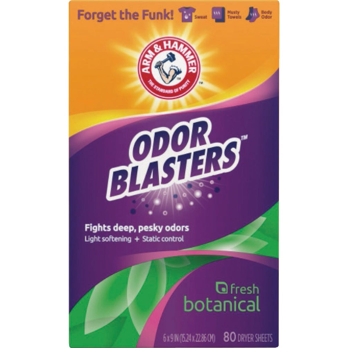 Odor Blasters Botanical Dryer Sheets - 80 Count For Fresh Laundry