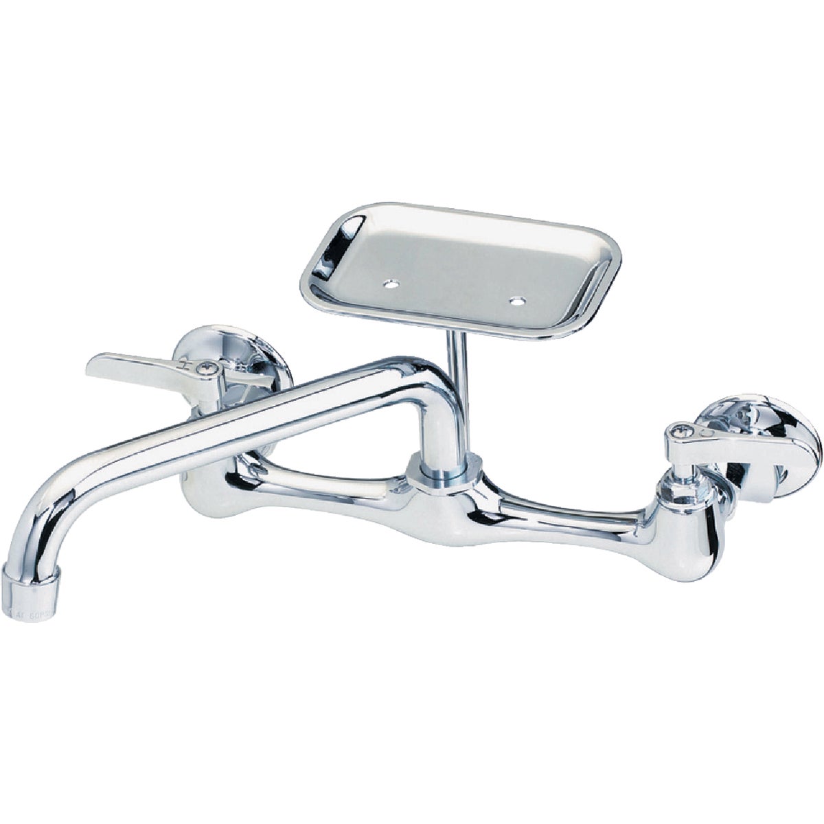 Polished Chrome 2-handle 8-inch Utility Faucet With Soap Dish