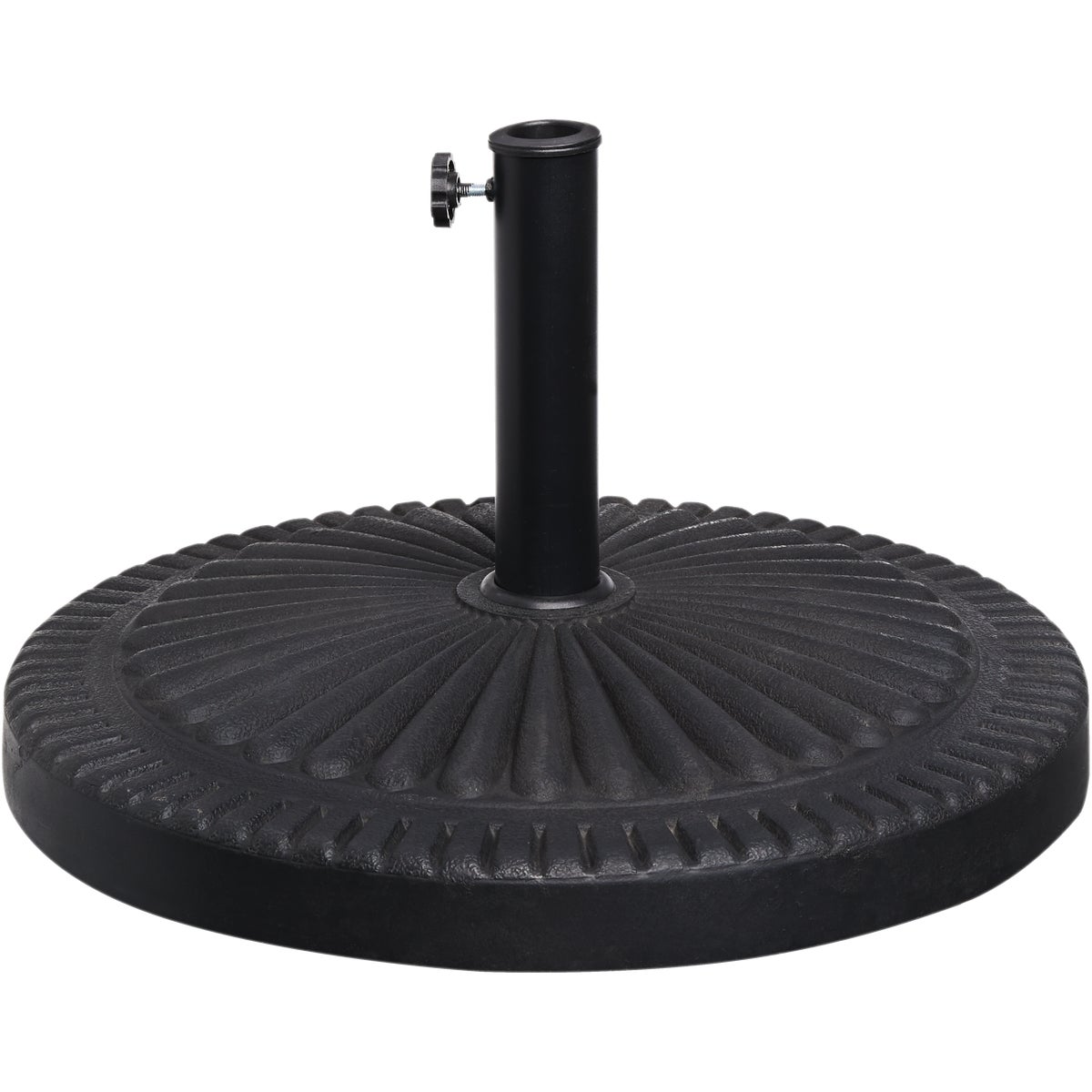 24 Inch Round Black Polyresin Umbrella Base With Adjustable Pole Support
