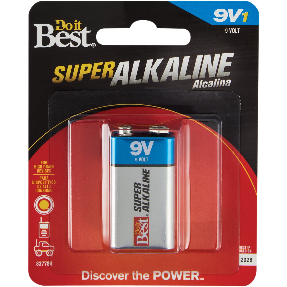 9v Single Pack Alkaline Battery - 662 Mah Capacity, 7 Year Shelf Life
