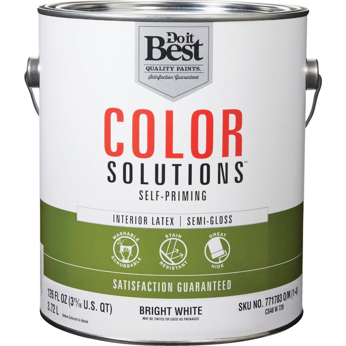1 Gallon Latex Self-priming Semi-gloss Interior Wall Paint, Bright White