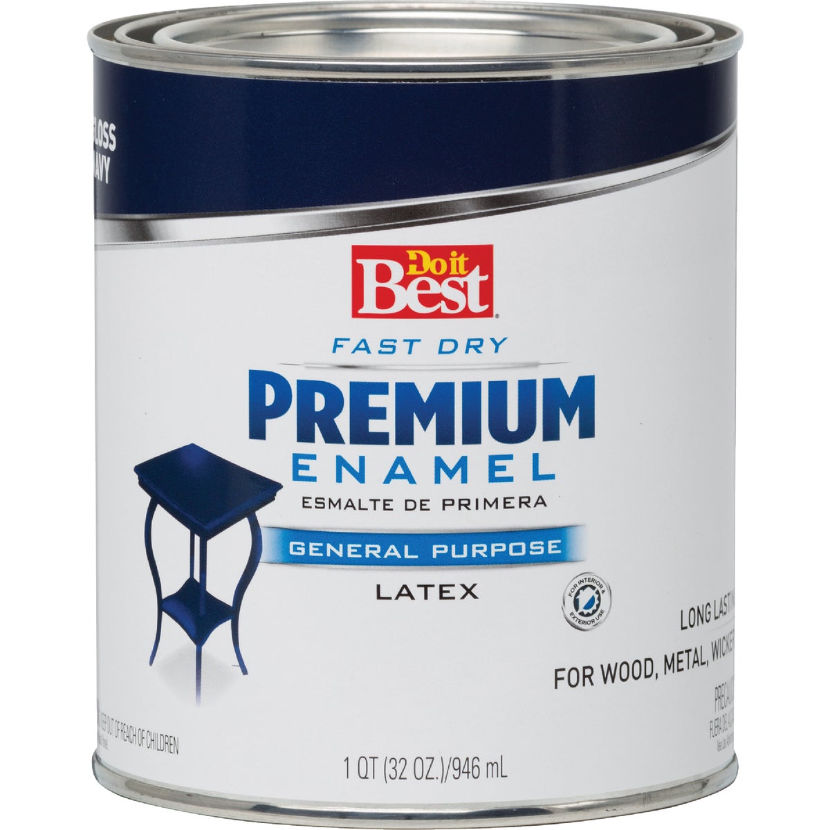 Fast Dry Acrylic Latex Gloss Premium Enamel, Navy Blue, 1 Quart