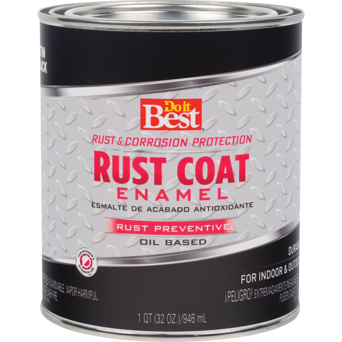 Rust Coat Oil-based Satin Enamel Paint, Black, 1 Quart - Durable Finish