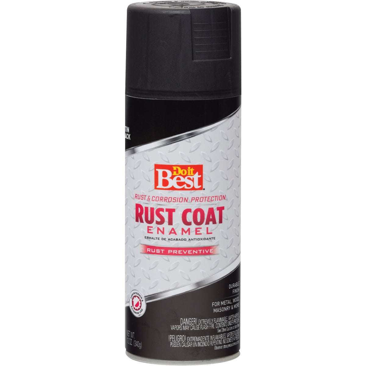 Rust Coat Satin Black 12 Oz. Anti-rust Spray Paint - Durable Indoor/outdoor Use