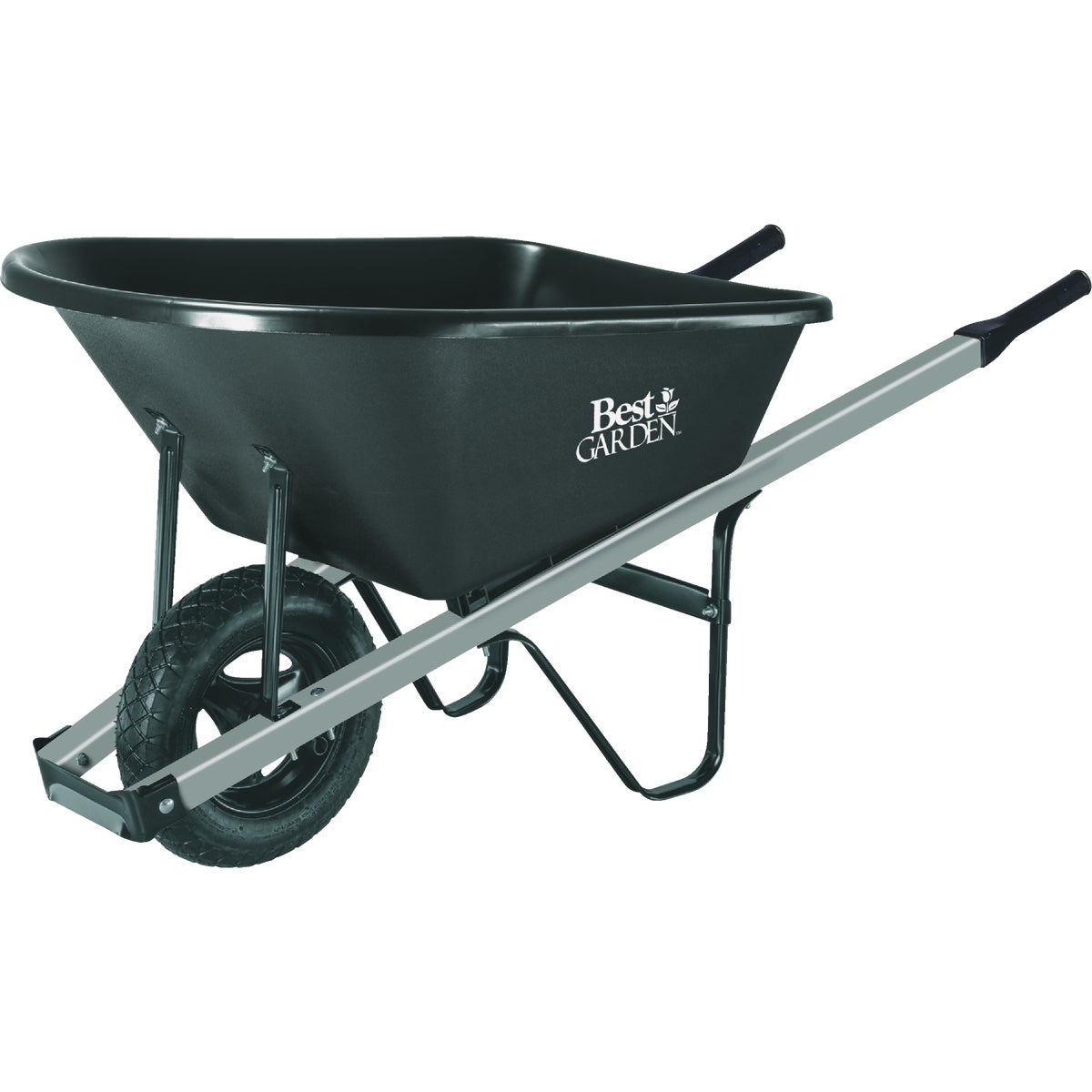 5 Cubic Feet Poly Wheelbarrow With Steel Handles And 14 Inch Tire