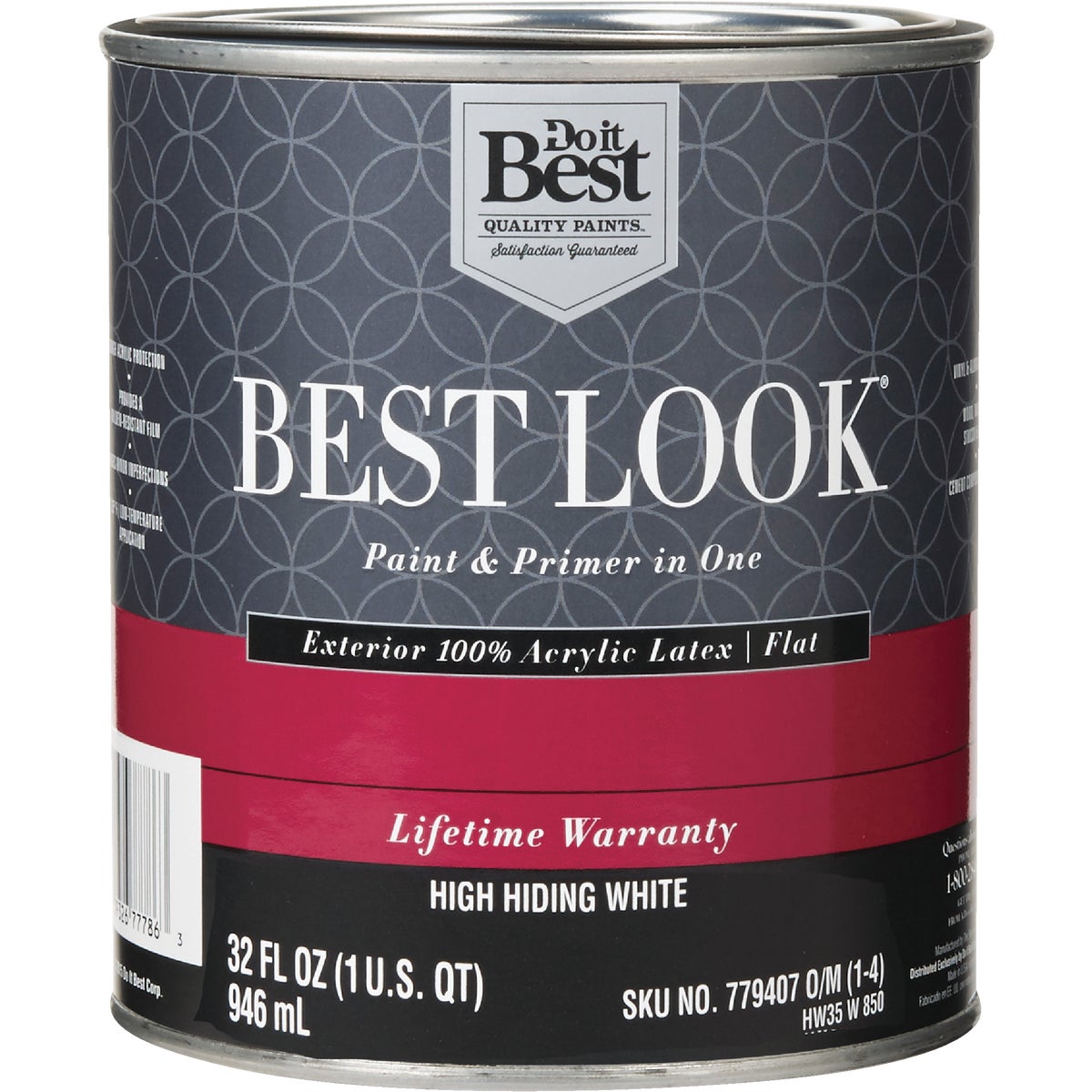 Best Look 100% Acrylic Latex Premium Paint & Primer, Flat Exterior House Paint, 1 Qt.