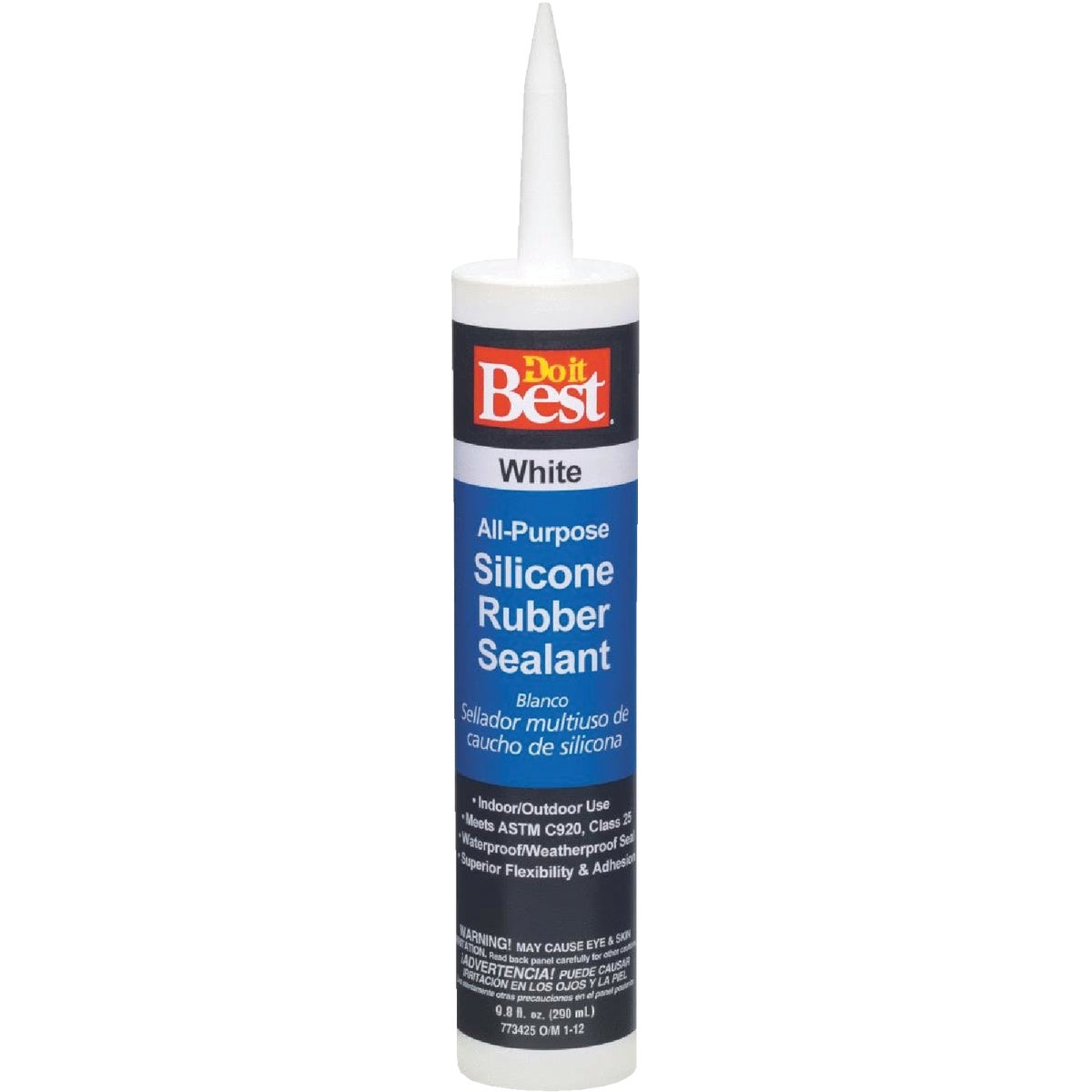 9.8 Oz. All-purpose Silicone Sealant, White - Flexible Weatherproof Sealant