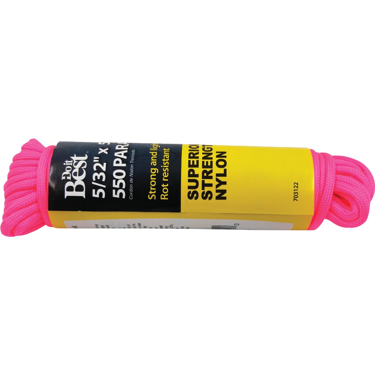 550 5/32" X 50' Pink Nylon Paracord - Durable & Versatile