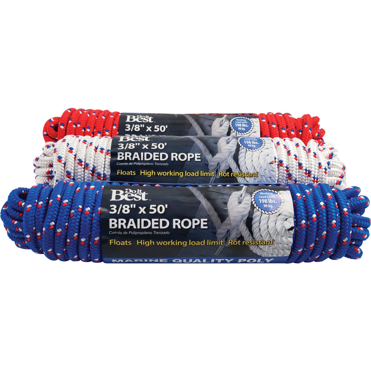3/8 In. X 50 Ft. Assorted Colors Diamond Braided Polypropylene Rope