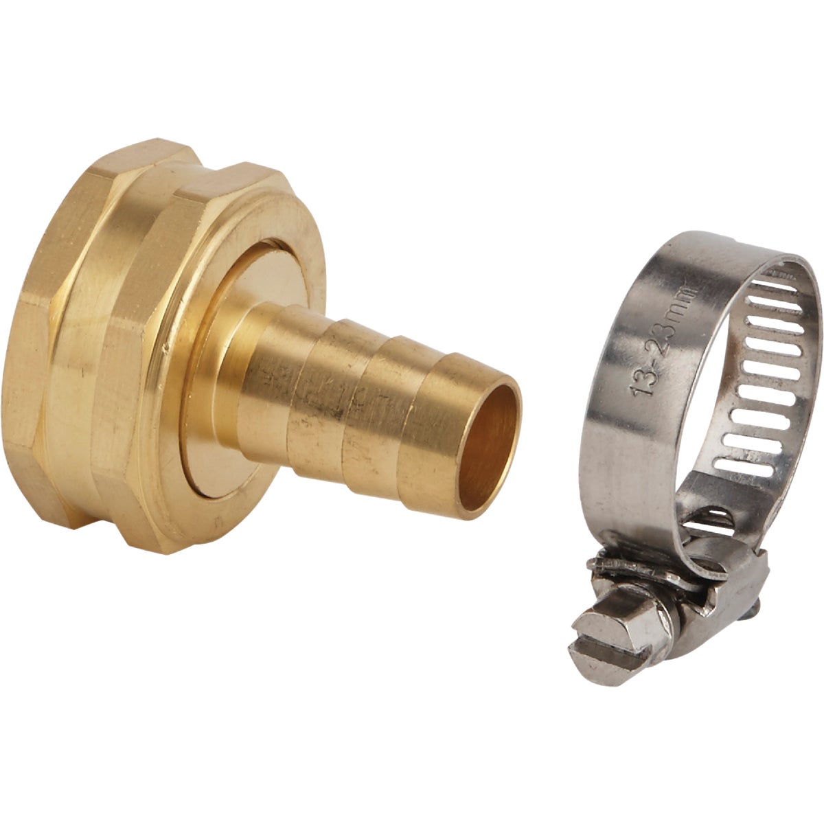 1/2 Inch Female Brass Hose End Repair Coupling With Stainless Steel Clamp