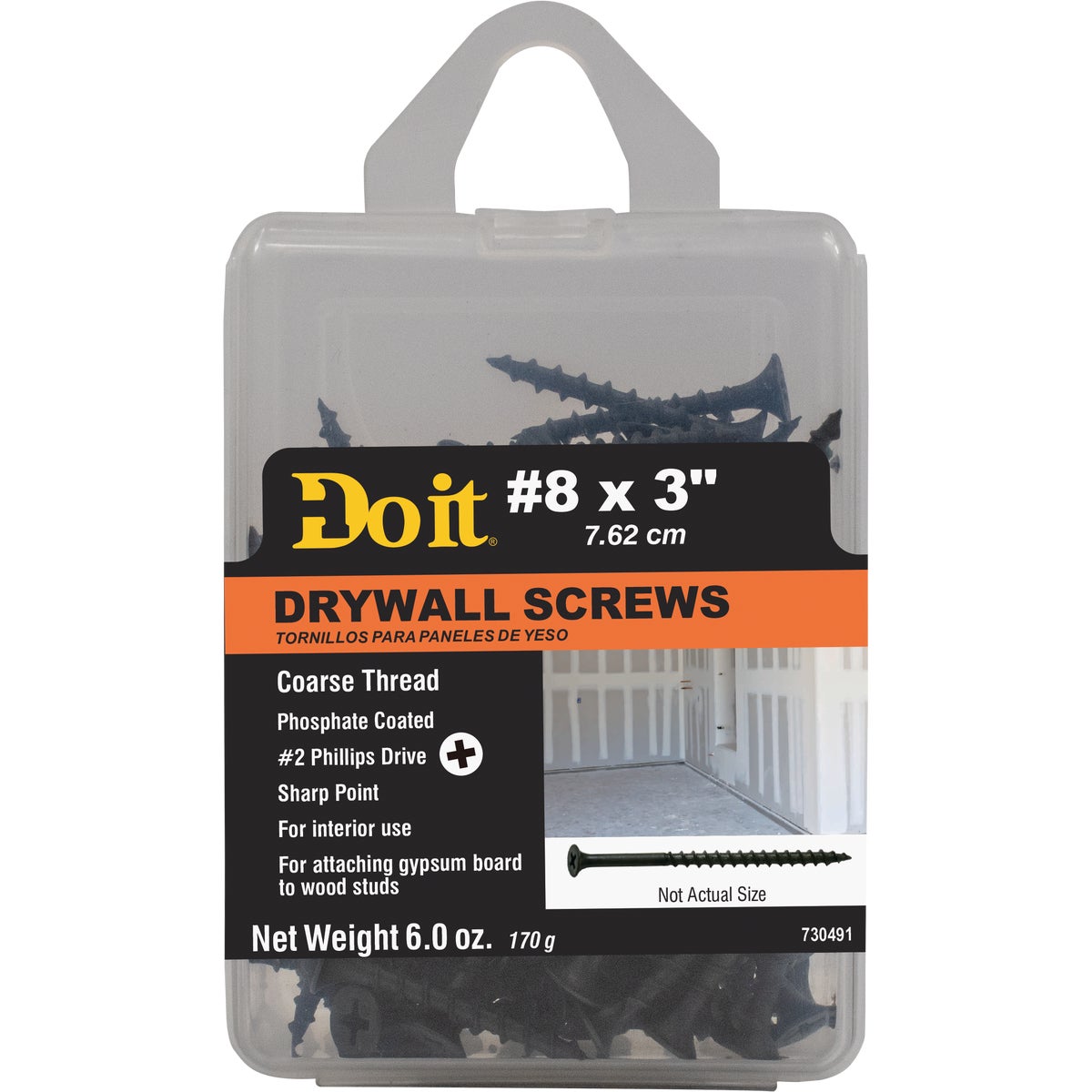 #8 X 3 Inch Coarse Thread Phosphate Drywall Screw - Durable Hardened Steel