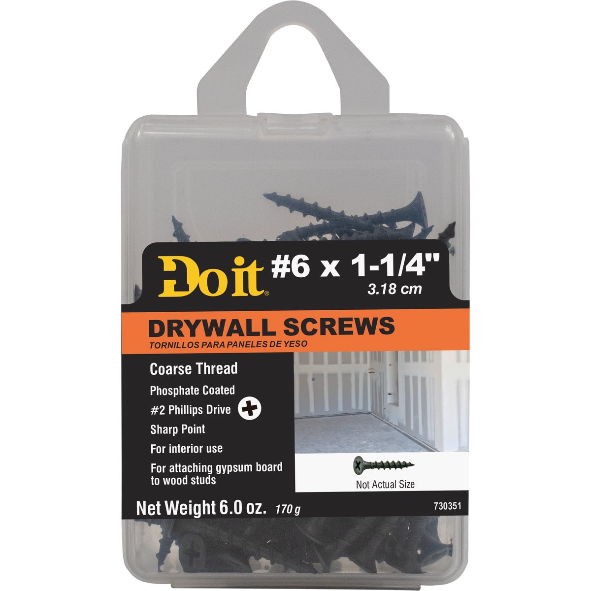 #6 X 1-1/4 In. Coarse Thread Phosphate Drywall Screw - Durable Hardened Steel