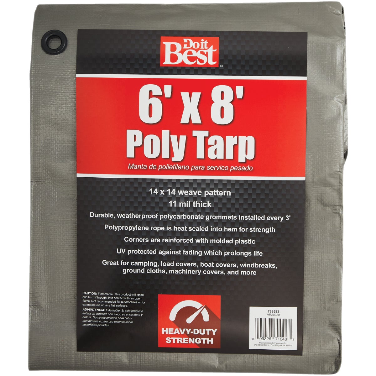 Silver Woven 6 Ft. X 8 Ft. Heavy Duty Poly Tarp With Grommets