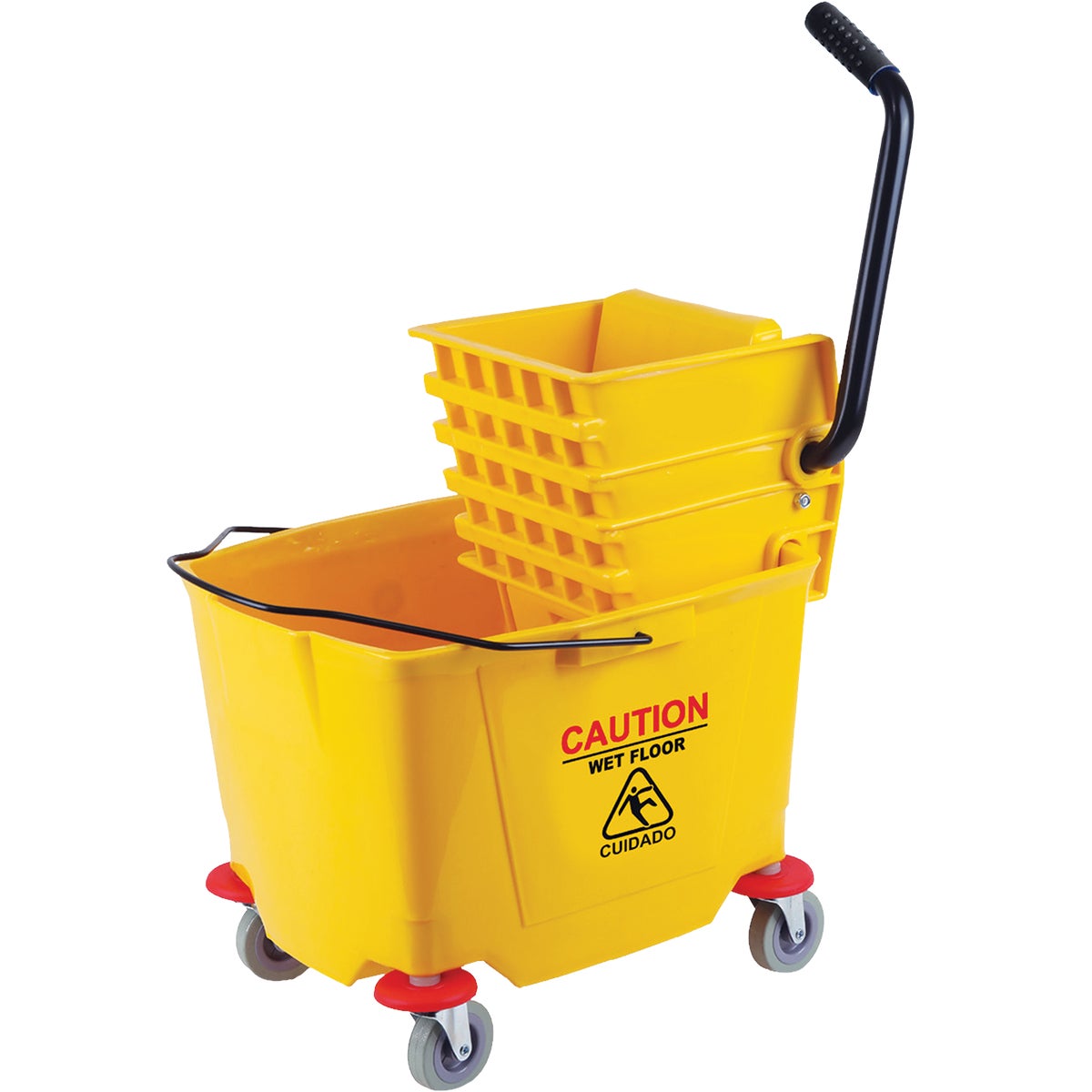 38 Quart Down Press Pvc Mop Bucket & Wringer With 360 Degree Casters