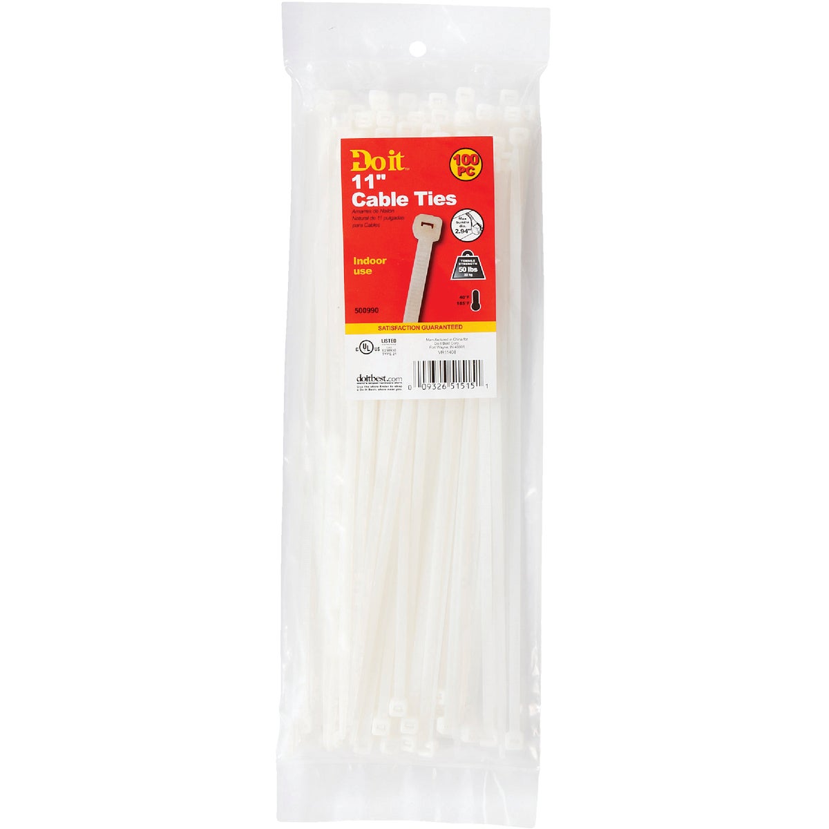 Do it Best 11 In. x 0.189 In. Natural Color Molded Nylon Cable Tie (100-Pack)