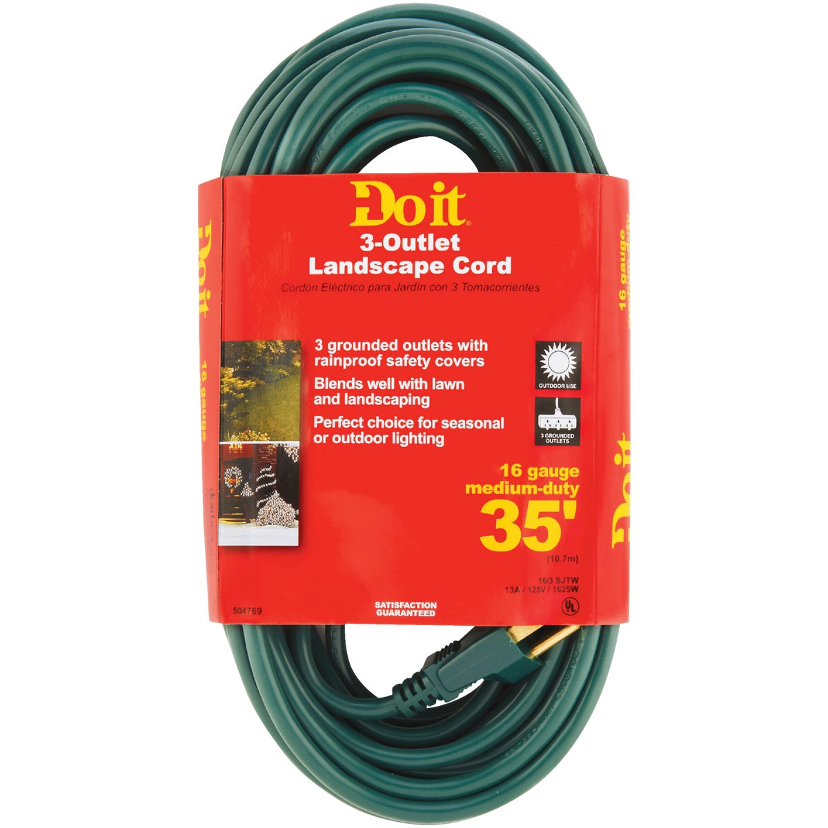 35 Ft. 16/3 Medium-duty Extension Cord With 3 Grounded Outlets