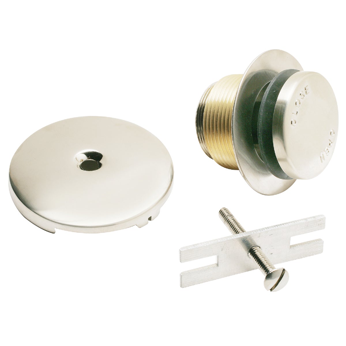 Foot Lok Stop Brushed Nickel Bath Drain Trim Kit - Model 438814