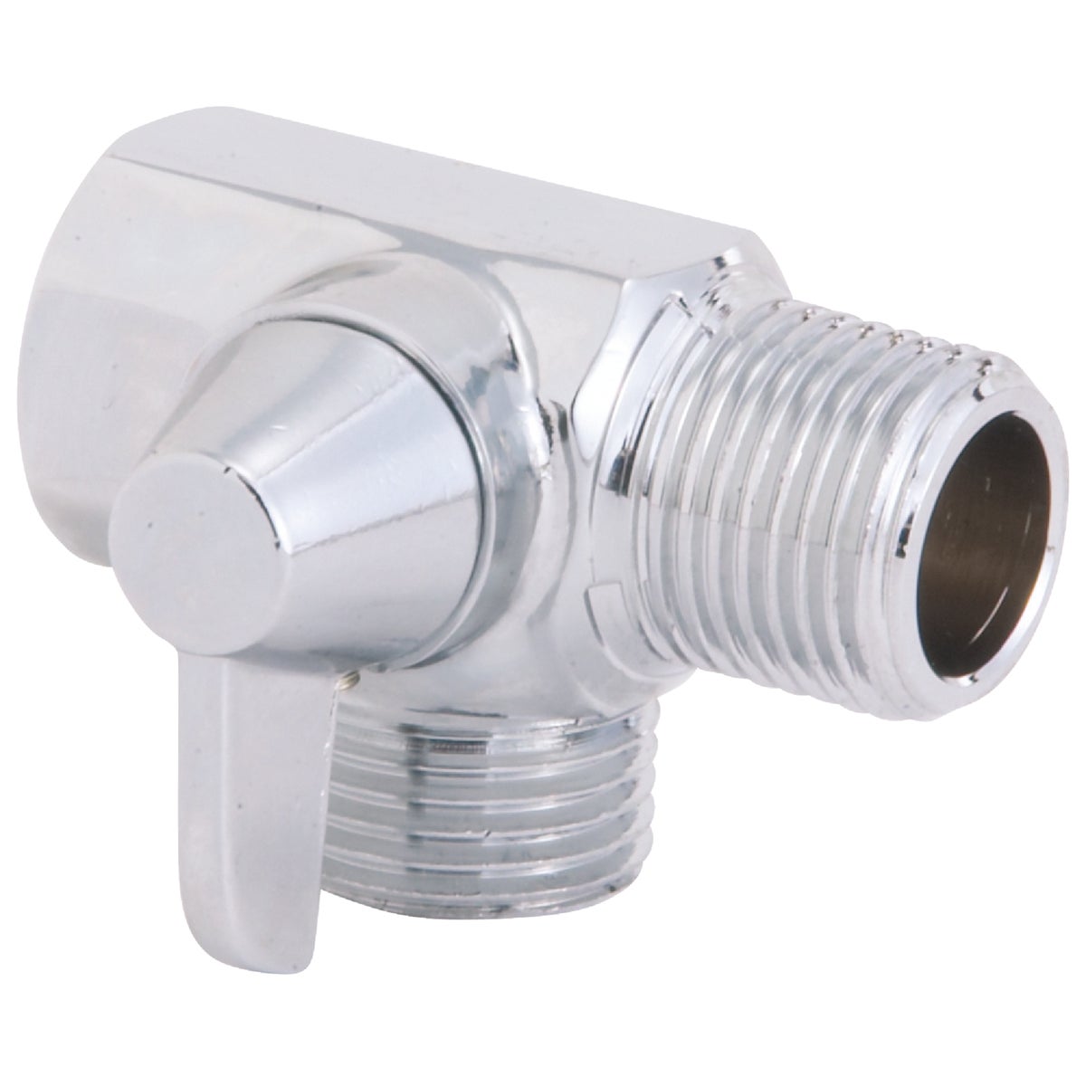 Chrome Shower Diverter Valve - 1/2" Fpt X 1/2" Mpt X 1/2" Mpt Solid Brass