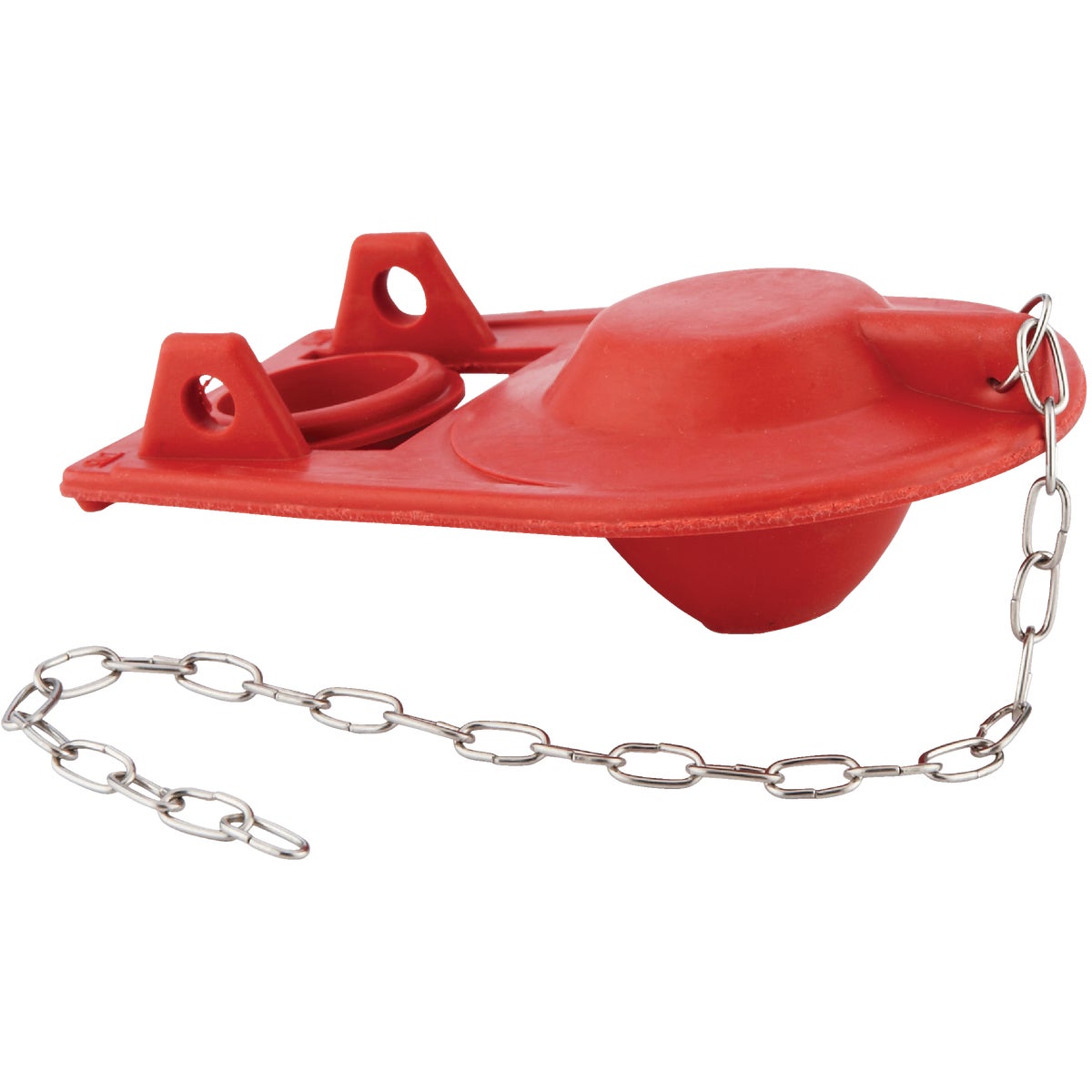Universal Rubber Toilet Flapper With Chain - Red Rubber, 1.7" Height