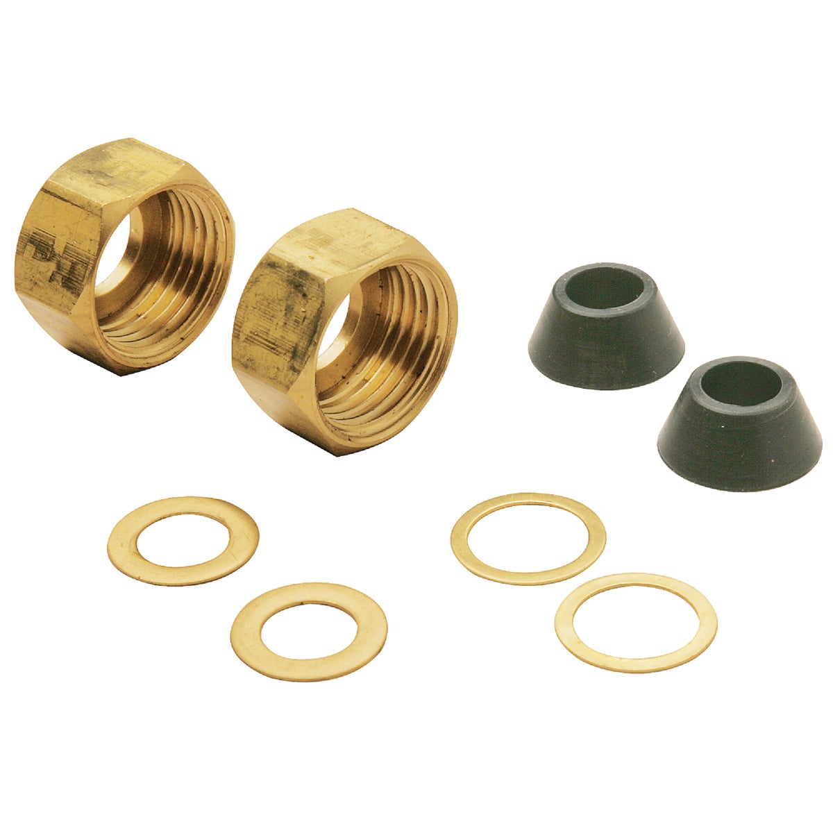 Faucet Supply Kit - 1/2 In. Brass Coupling Nut With Friction Rings And Washers