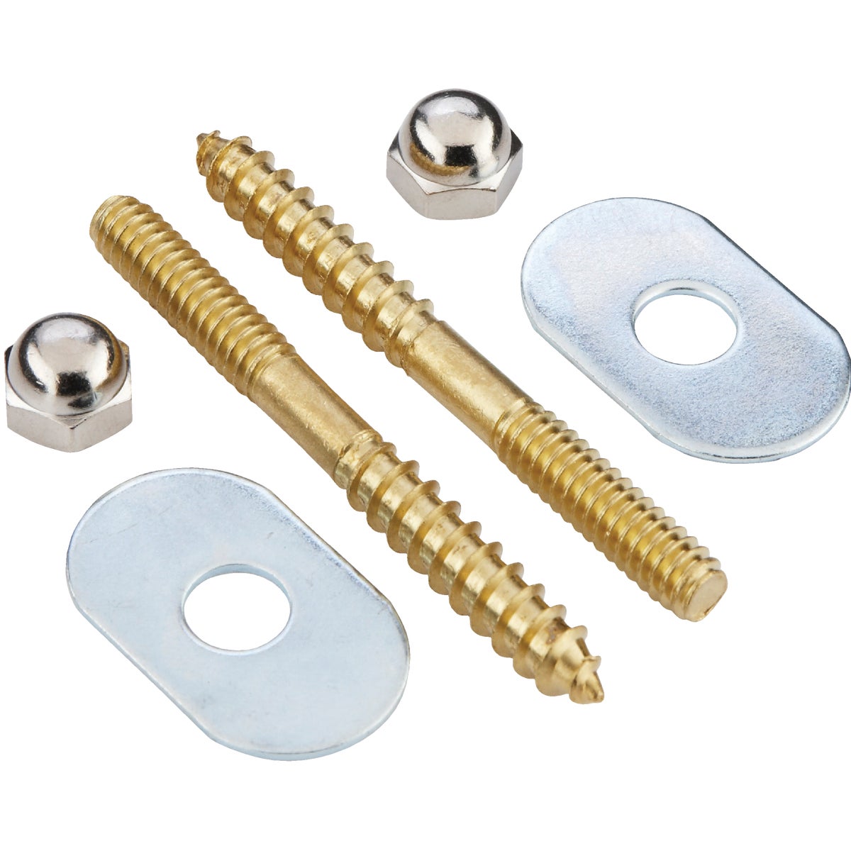 1/4 In. X 2-1/2 In. Solid Brass Toilet Screws With Cap Nuts And Washers